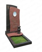 Одинарный памятник с черного и красаного гранита с вазой