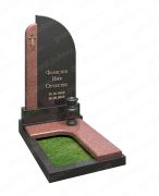 Одинарний памятник  с червоним та чорним гранітом